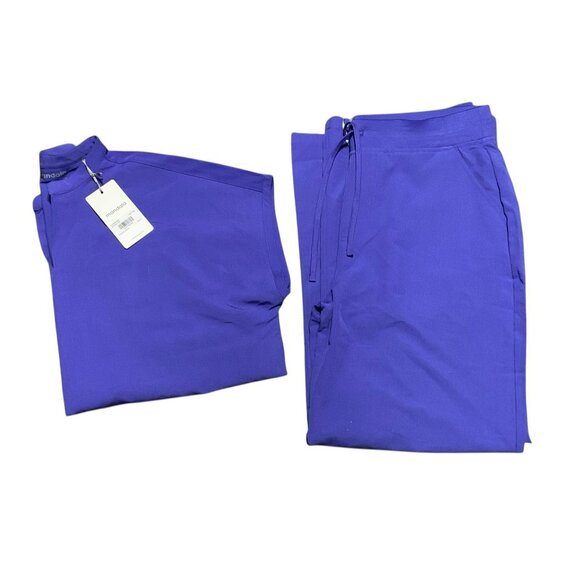 Mandala Periwinkle Dolman Top & Wide-Leg Scrub Set With Tie Waist NWT Large - Picture 4 of 10